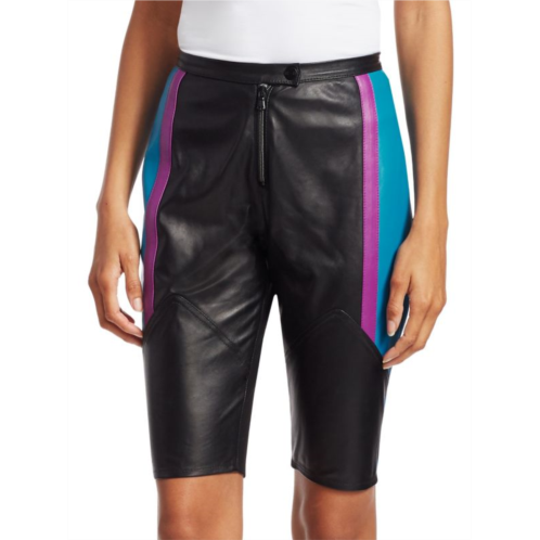 Artica-arbox Colorblock Leather Bike Shorts