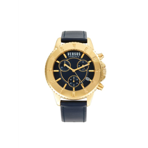 Versus Versace Stainless Steel & Leather Strap Chronograph Watch