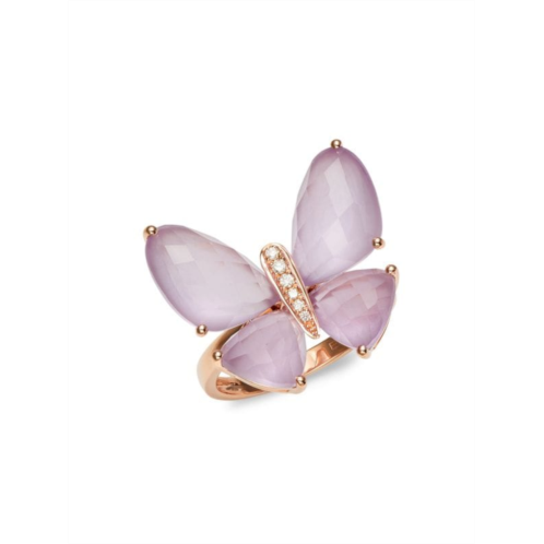 Effy 14K Rose Gold, Diamond & Pink Amethyst Butterfly Ring