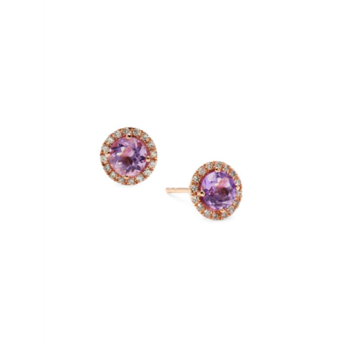 Effy 14K Rose Gold, Diamond & Pink Amethyst Earrings