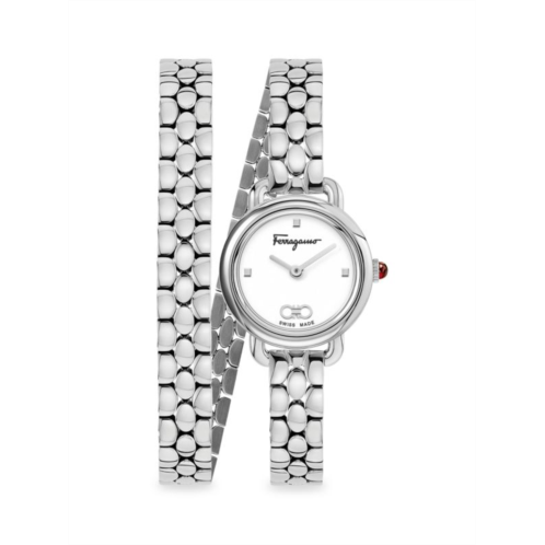 FERRAGAMO Varina Stainless Steel Double-Wrap Bracelet Watch