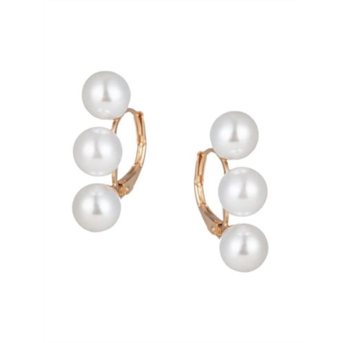 Eye Candy LA Luxe 24K Goldplated Faux Shell Pearl Huggie Earrings