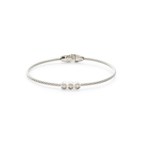 Alor 18K White Gold, Stainless Steel & Diamond Cable Bracelet