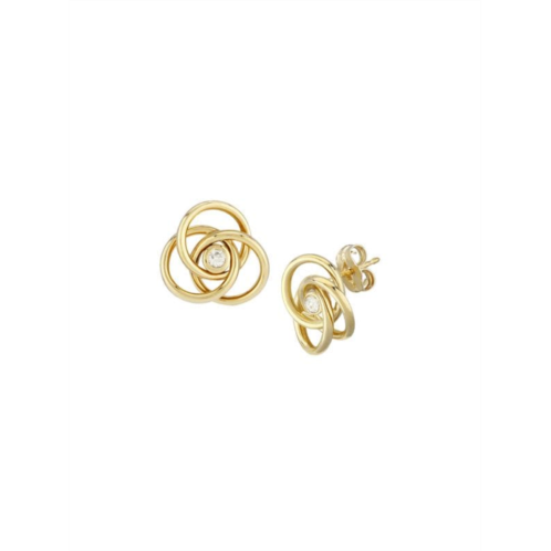 Saks Fifth Avenue 14K Yellow Gold Diamond Love Knot Earrings