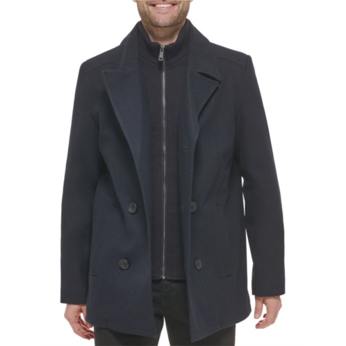 Kenneth Cole Double Breasted Bib Peacoat
