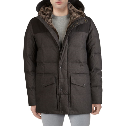 Cole Haan Quilted Flannel Down Faux Fur-Hooded Parka