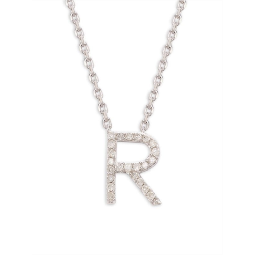 Effy ENY Sterling Silver & 0.14 TCW Diamond R Initial Pendant Necklace