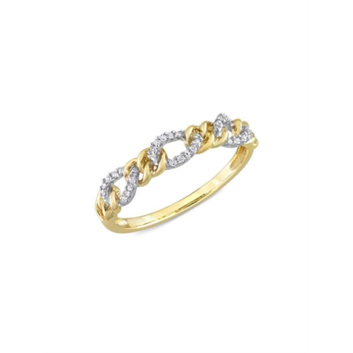 Saks Fifth Avenue Two Tone 14K Yellow Gold & Diamond Stackable Ring
