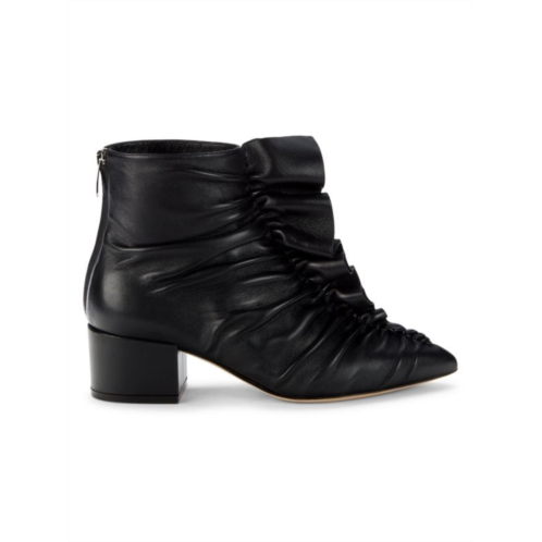 Sergio Rossi Ruched Leather Ankle Boots
