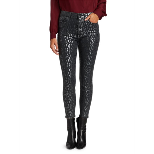 7 For All Mankind Metallic Leopard High-Rise Skinny Jeans