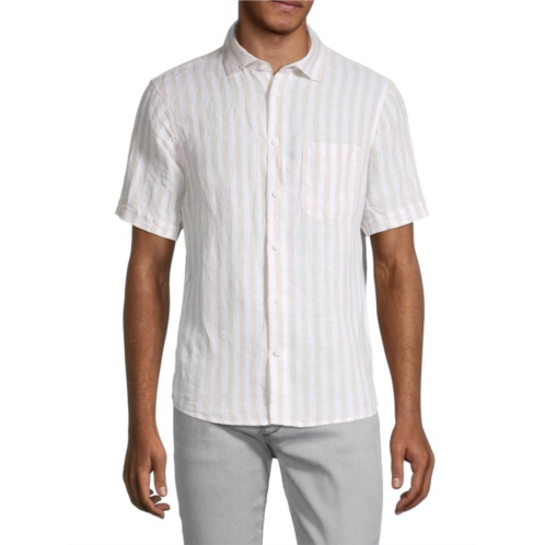Saks Fifth Avenue Linen Stripe Short-Sleeve Button-Down Shirt