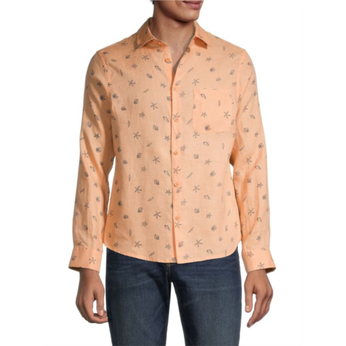 Saks Fifth Avenue Starfish & Shell-Print Linen Shirt