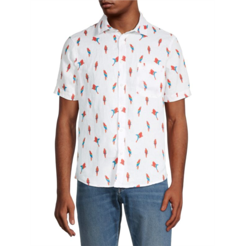 Saks Fifth Avenue Parrot-Print Linen Shirt