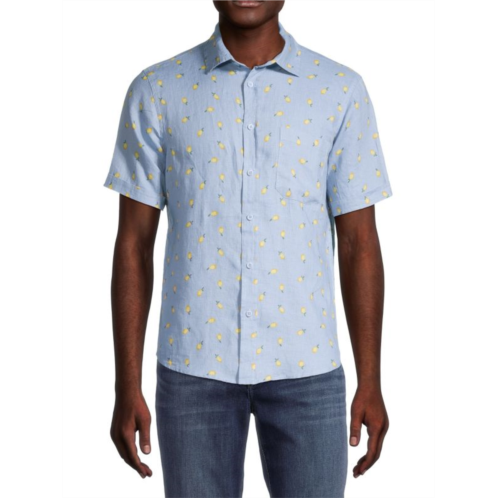 Saks Fifth Avenue ?Lemon-Print Linen Shirt