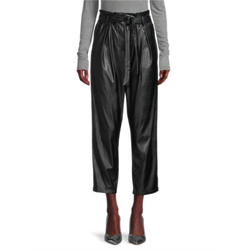 BCBGMAXAZRIA Faux Leather Cropped Paperbag Pant