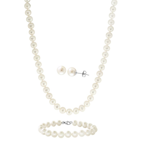 Effy 3-Piece Sterling Silver & 8MM Freshwater Pearl Necklace, Bracelet & Earring Set