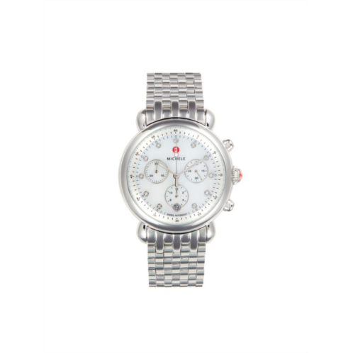 Michele Stainless Steel & Diamond Chronograph Bracelet Watch