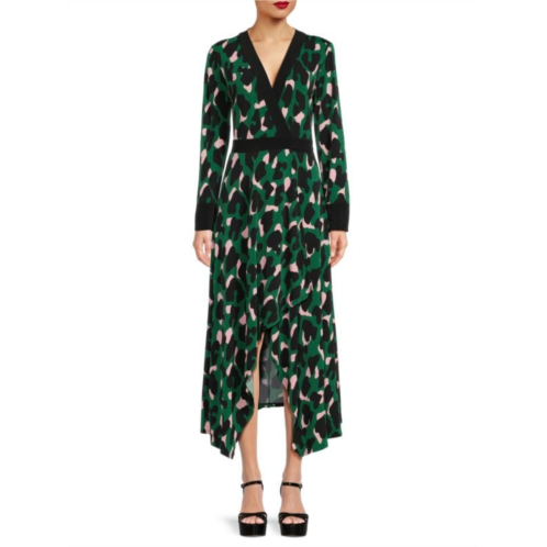 BCBGMAXAZRIA Abstract Faux Wrap Dress