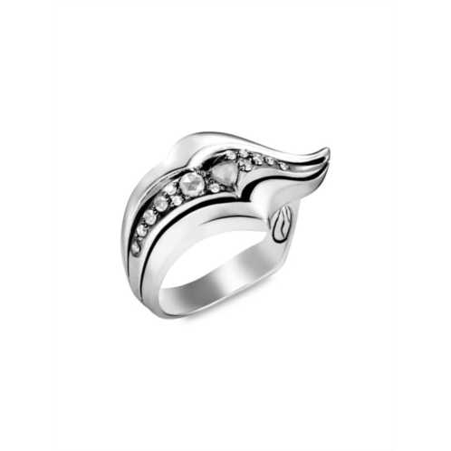 John Hardy Lahar Sterling Silver & Grey & White Diamond Ring