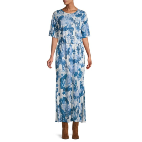 Joie Palo Watercolor-Print Linen Maxi Dress