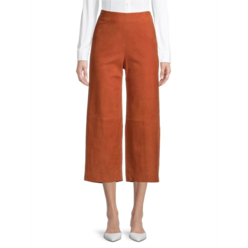 Vince Wide-Leg Cropped Lamb Leather Pants