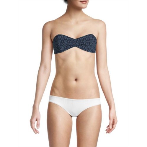 Michael Kors Printed Silk Bandeau Bikini Top