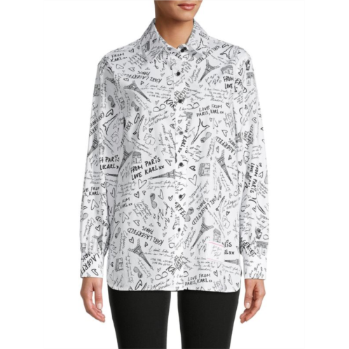 Karl Lagerfeld Paris Limited Edition ?Paris Graffiti Print Shirt