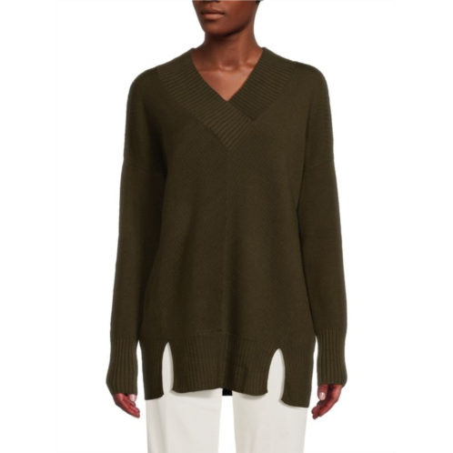 Stitchdrop V-Neck Ribbed Trim Sweater