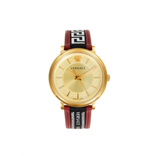 Versace 42MM Leather & Stainless Steel Analog Watch