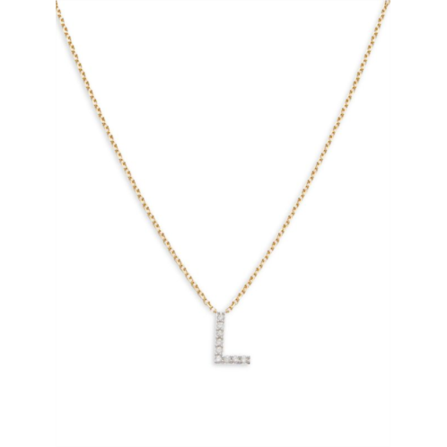 Effy ENY 14K Goldplated Sterling Silver & 0.15 TCW Diamond L Initial Pendant Necklace