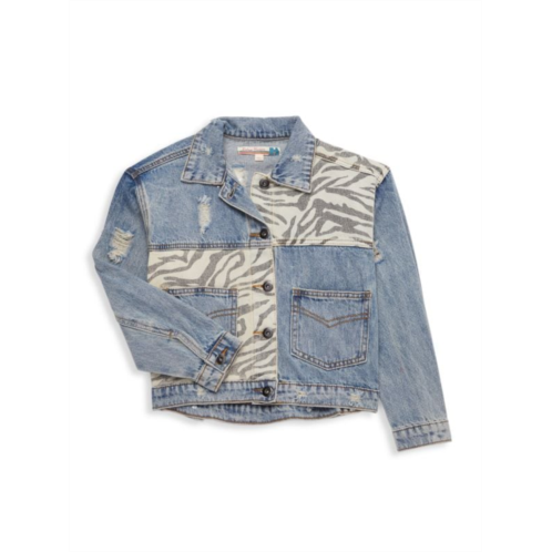 Vintage Havana Girls Colorblock Denim Jacket