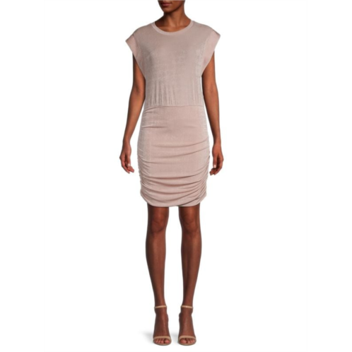 Socialite Padded-Shoulder Ruched Dress