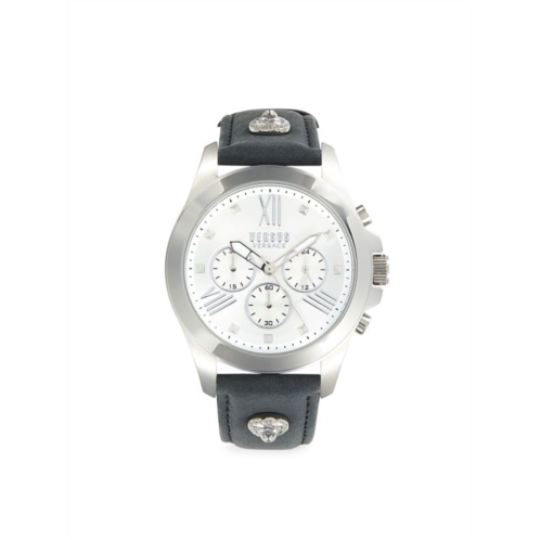 Versus Versace 44MM Stainless Steel & Leather Strap Chronograph Watch