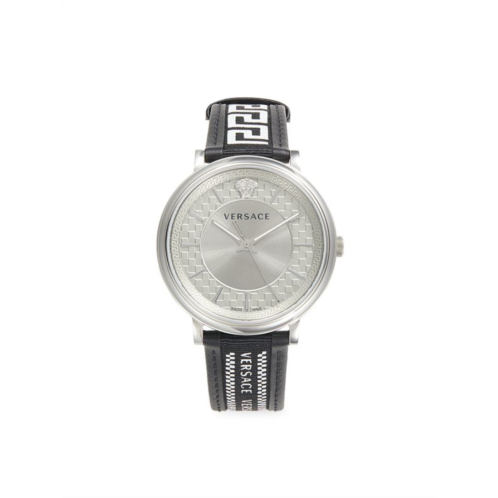 Versace 42MM Stainless Steel & Leather-Strap Watch