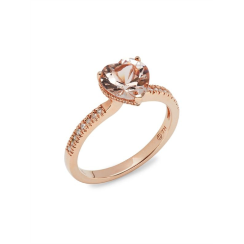 Saks Fifth Avenue 14K Rose Gold, Morganite & Diamond Heart Ring