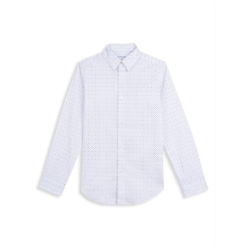 Calvin Klein Boys Logo Dotted Slim-Fit Stretch Dress Shirt