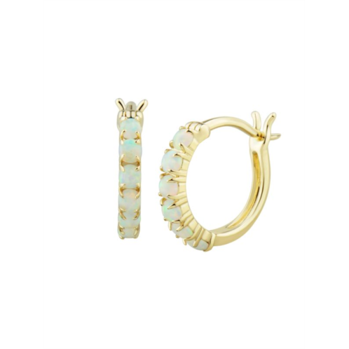 Saks Fifth Avenue 14K Yellow Gold & Created Opal Hoop Earrings