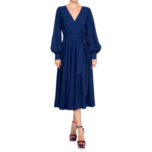 MEGHAN LA LilyPad Solid-Hued Midi Wrap Dress