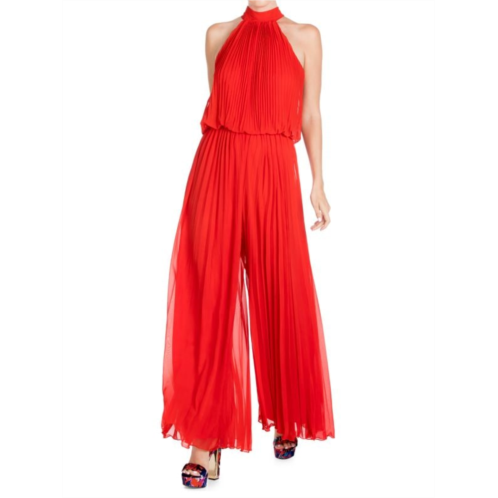 MEGHAN LA Wild Orchid Solid-Hued Pleated Jumpsuit