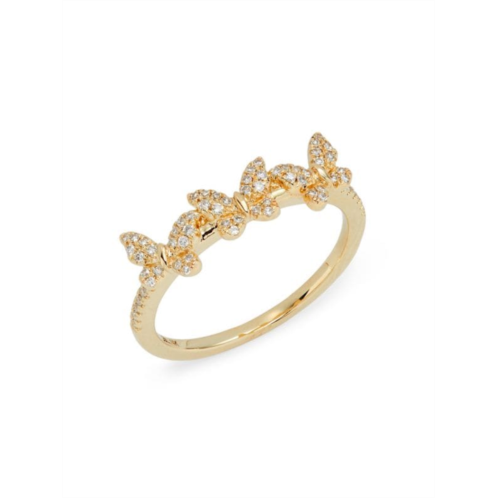 Saks Fifth Avenue ?14K Yellow Gold & Pave Diamond Butterfly Ring