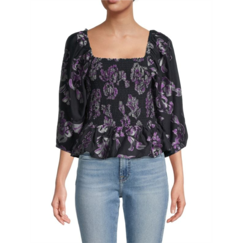 Tanya Taylor ?Emma Floral Smocked Top