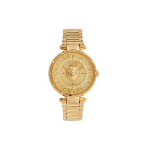 Versus Versace 38MM Yellow Goldtone IP Stainless Steel Studded Bracelet Watch