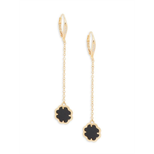 Sterling Forever 14K Goldplated, Black Mother-Of-Pearl & Cubic Zirconia Drop Earrings