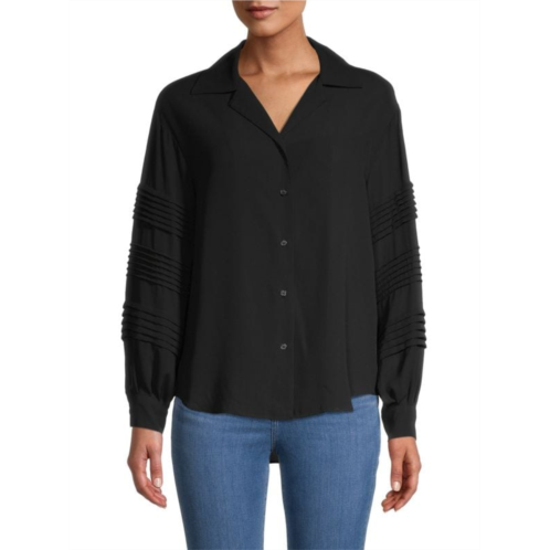 T Tahari Drop-Shoulder High-Low Blouse