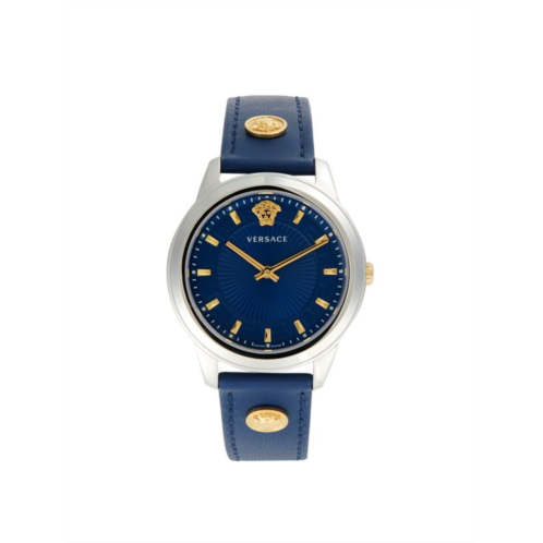 Versace 38MM Stainless Steel & Leather Strap Watch
