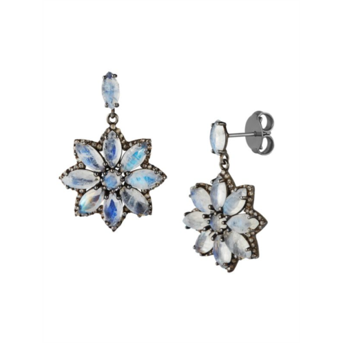 Banji Jewelry Sterling Silver, Rainbow Moonstone & Diamond Drop Earrings