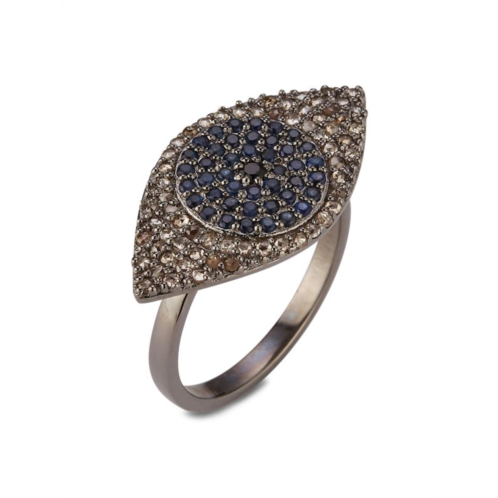 Banji Jewelry Black Diamond & Sapphire Evil Eye Cocktail Ring