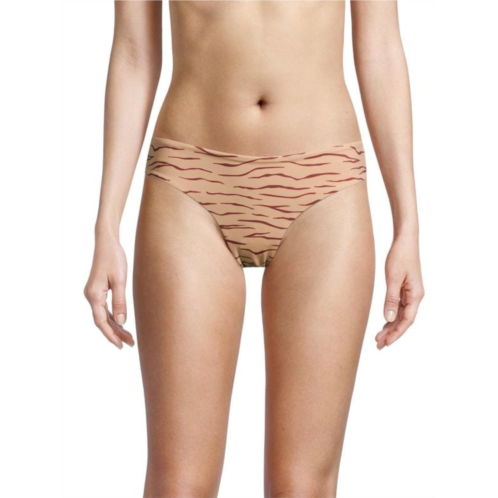 Onia Daisy Tiger Line-Print Bikini Bottoms