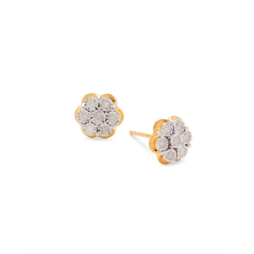 Effy ENY ?14K Goldplated Sterling Silver & 0.23 TCW Diamond Flower Stud Earrings