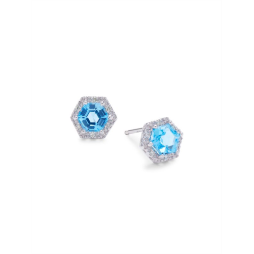 Saks Fifth Avenue 14K White Gold, Blue Topaz & 0.5 TCW Diamond Studs